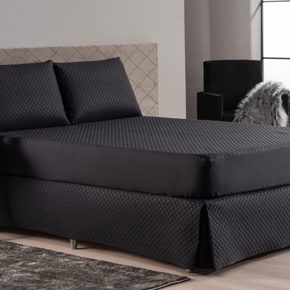 Kit Capa Protetor Impermeável Colchão com Saia Box e Porta Travesseiro 4 Peças: Casal Queen King