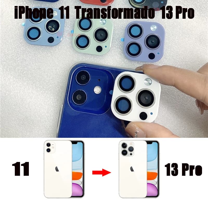 PELÍCULA DE CAMERA TRASEIRA  iPhone 11 TRANSFORMAÇÃO DE IPHONE 11 PARA 13 Pro - Película de Lente Câmera a Transformar