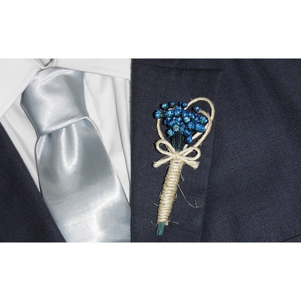 Flor de Lapela rústica com cordão de sisal para Noivo e padrinhos de Casamento