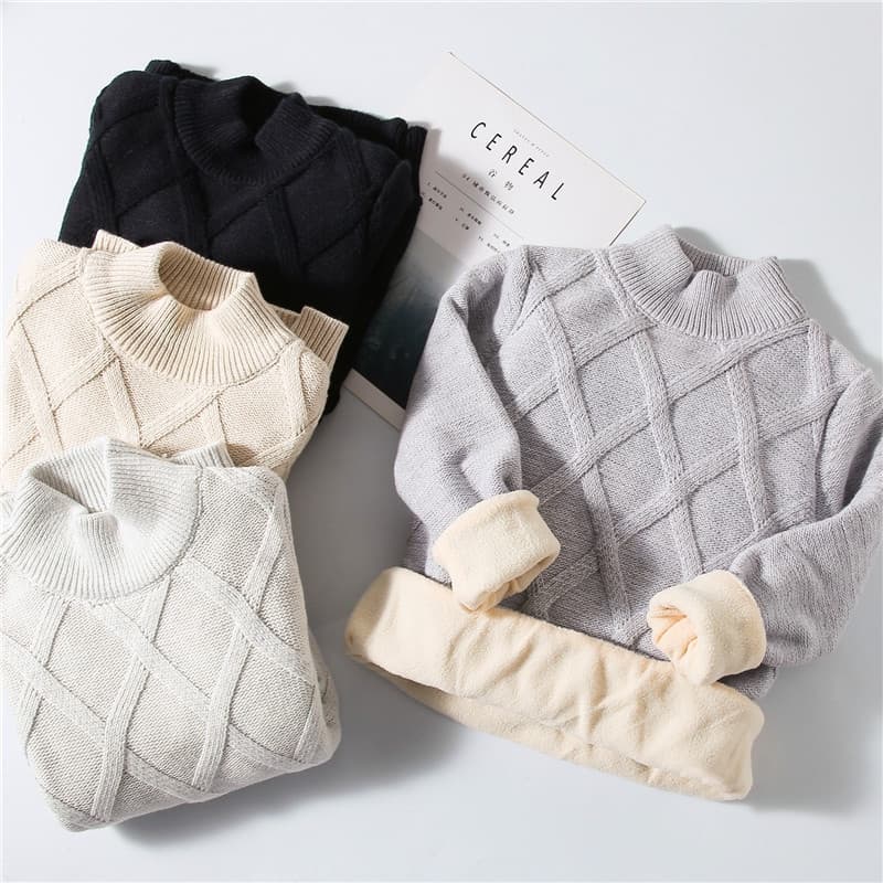 Meninos Meninas Camisola De Inverno 2023 Lã De Velo Grosso Para Crianças Pullover Baby Manga Longa Roupas De Malha