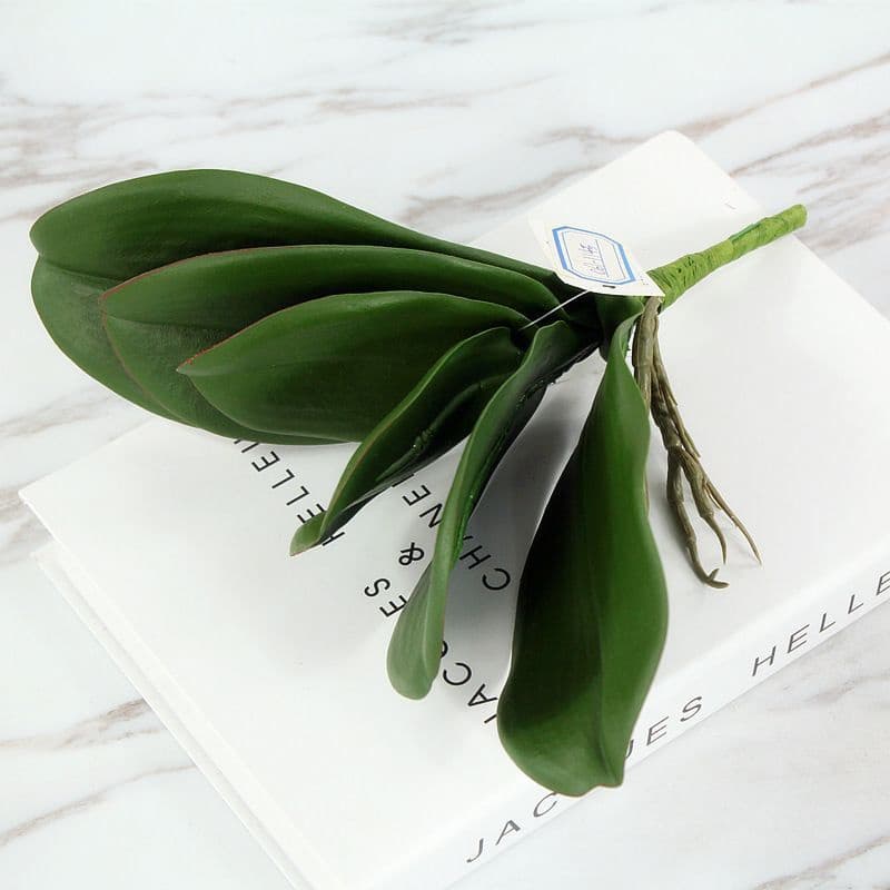 kit 4 Folhas Artificial De Orquídea Folhagem Buque Folha