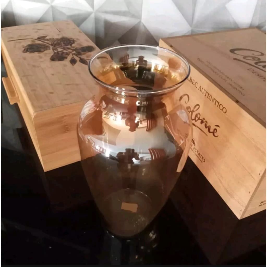 Vaso de Vidro Ambar Florença Elegante para Flores e Decoração