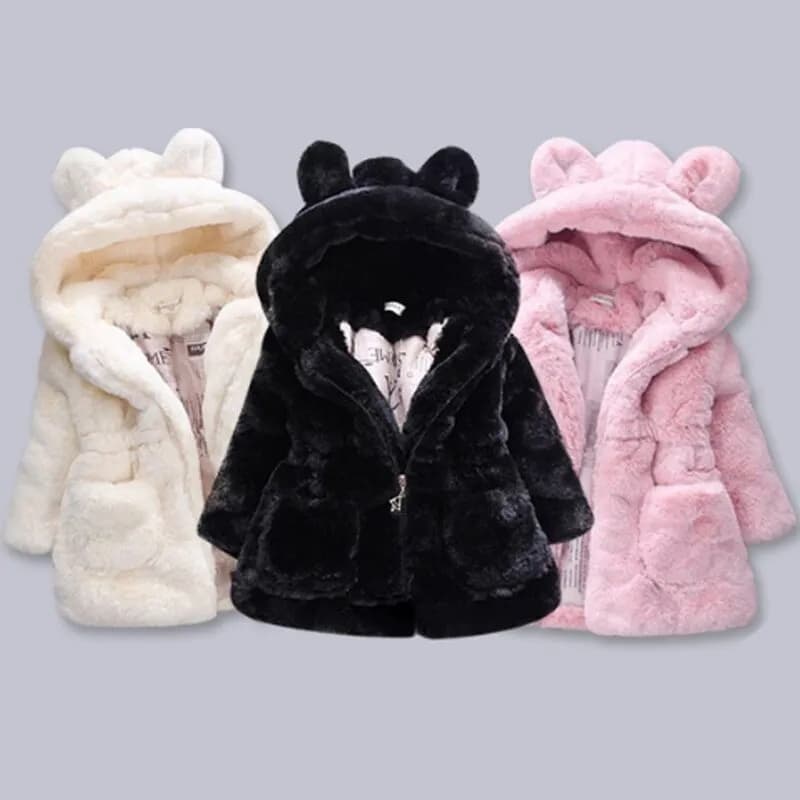 Baby Girls Casacos Quentes De Inverno Pêlos Moda Kids Hooded Cotton Clothes Snowsuit Parka 2-8 Anos