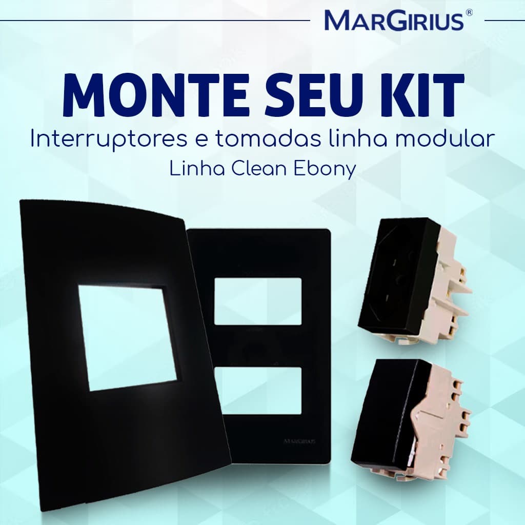 Tomada Interruptor Margirius Clean Ebony Preto Fosco Black