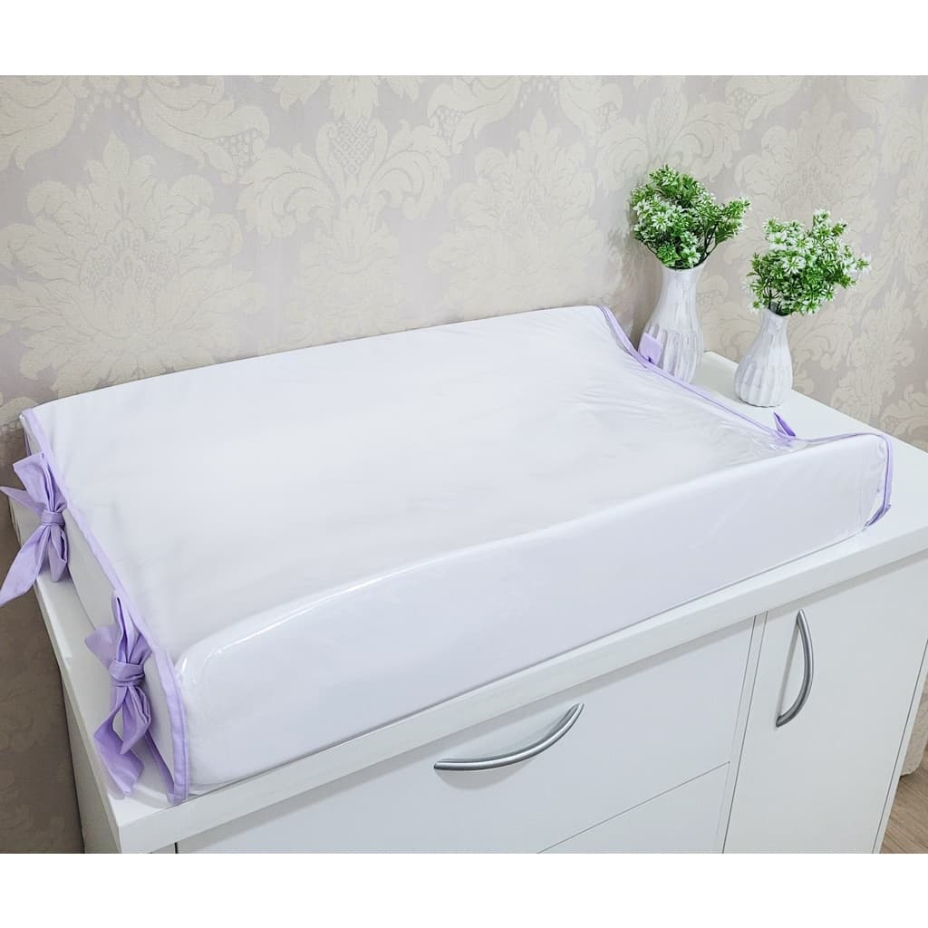 Trocador Plastificado Anatômico Com Amarras Branco/Palha - Oferta - Americano - Atenas