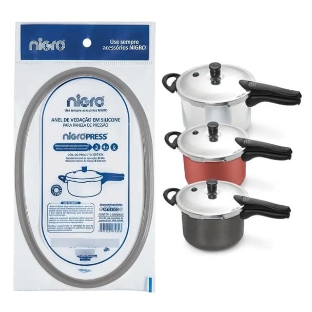 Borracha Panela Pressão Anel de Vedação em Silicone Nigro Press 3 - 4,5 - 6 Lts