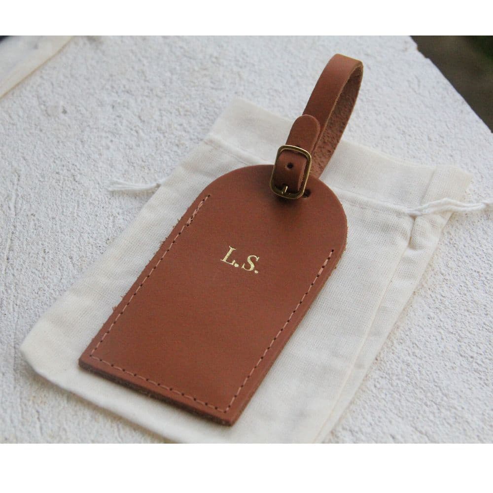 Tag de Mala em Couro Personalizada com Iniciais
