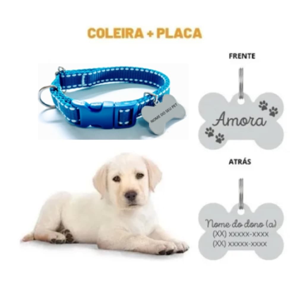 Coleira PET NOME GRAVADO E TELEFONE