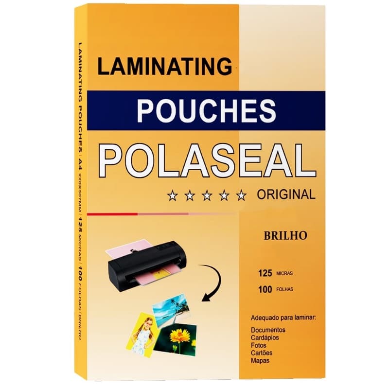 Polaseal Plástico A4 220x307 0.05 100 Folhas Plástico Para Plastificação Com Brilho 125 Micras