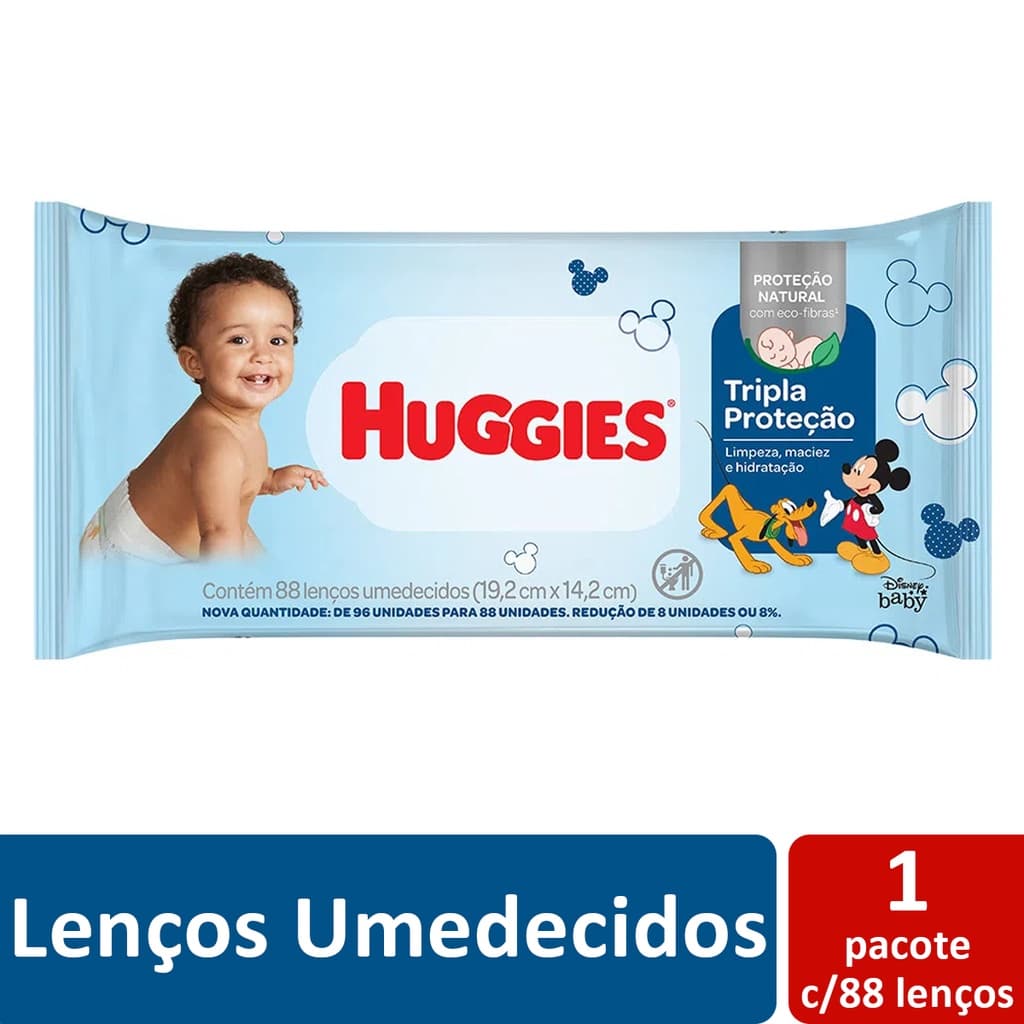 Lenços Umedecidos Huggies Tripla Proteção - 1 Pacote C/88