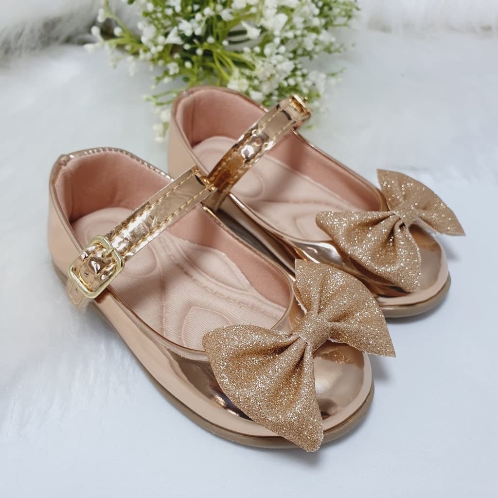 Sapatilha Infantil Feminina Confortável  Laço Glitter Ponta 16 ao 34