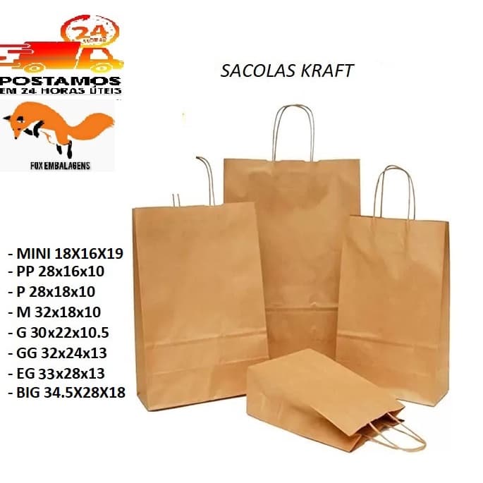 Sacolas kraft 10 unidades ESCOLHA o tamanho