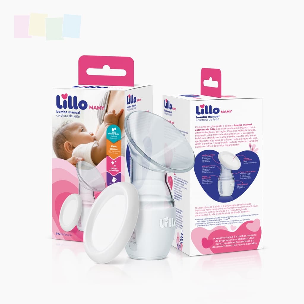 Bomba Coletora De Leite Materno Lillo Mamy 100% Silicone com Tampa e Graduação de 90ml