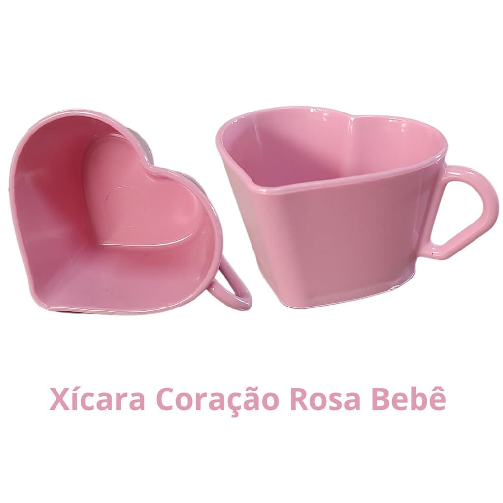 Novidade Kit 4 Xícara Coração Rosa Xícara Café Plástico Acrílico