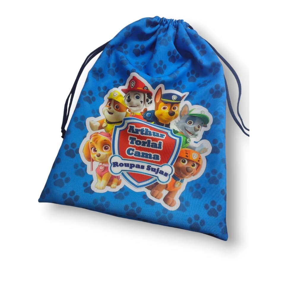 Saco para Roupas Sujas com vários temas : Patrulha Canina, stitch, astronautinha,  PERSONALIZADO COM O NOME DO SEU FILHO