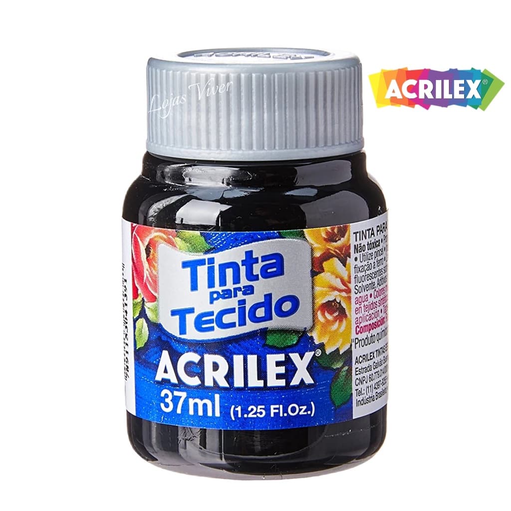 Tinta de Tecido  Preta / Preto 37ml - Acrilex