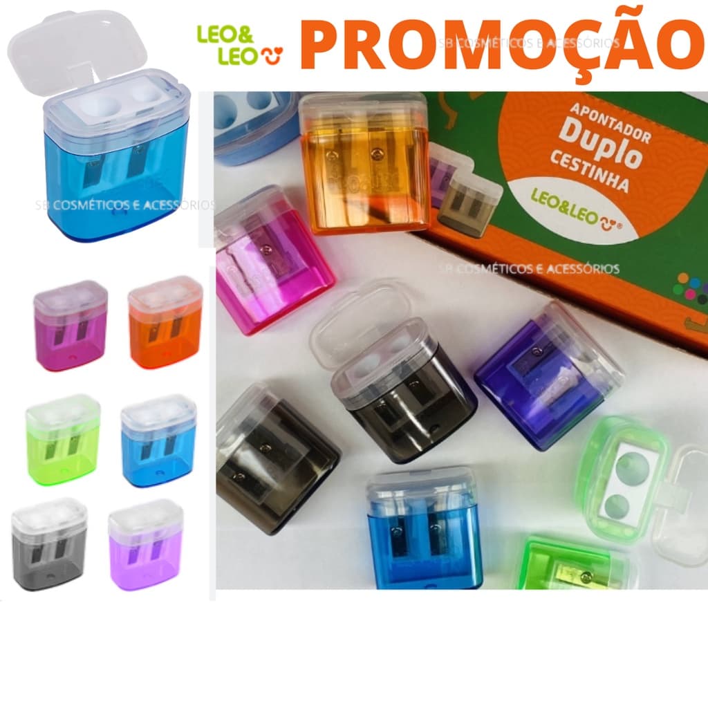 Apontador Duplo Cestinha Com Depósito Leo & Leo