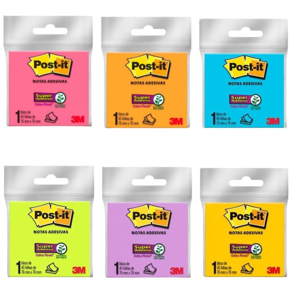 Bloco Adesivo Post-It com 45 Folhas 76 x 76 mm (Post-it) – 3M | Bloco de Notas