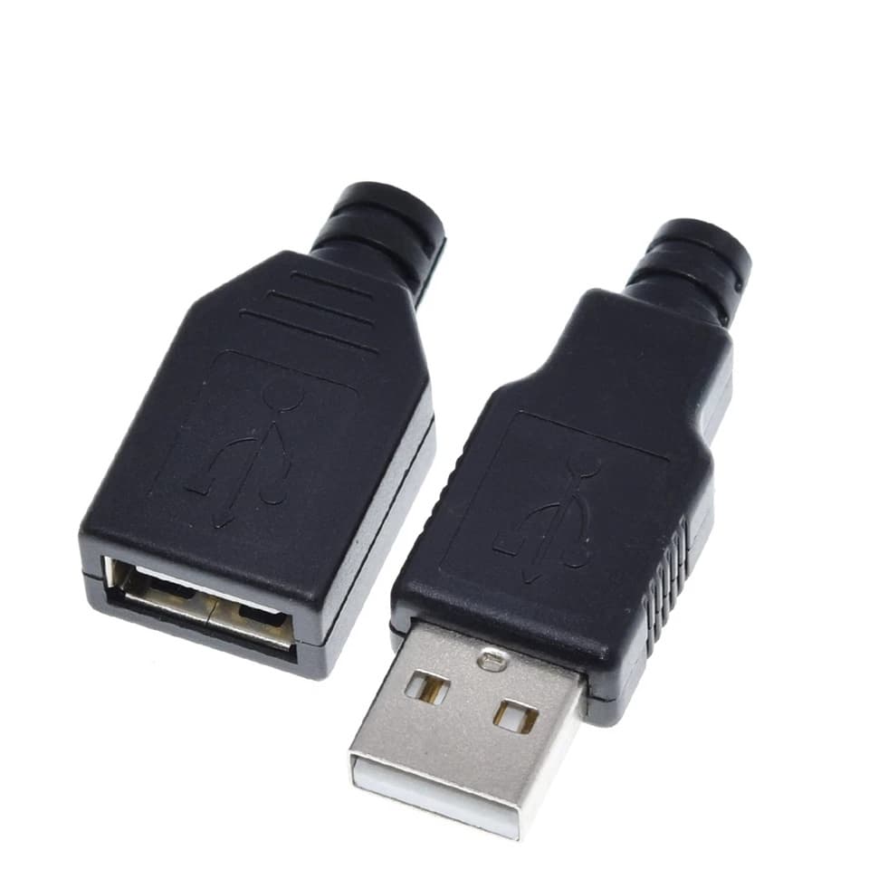 5x Conector Usb Tipo A Macho Com Capa Para Montar