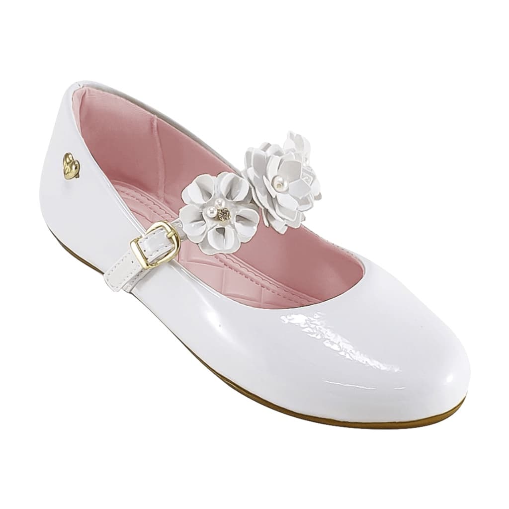 Sapatilha Feminino Infantil Flores Menina Social Batizado Casamento Branco Preto Nude Vermelho Rosa