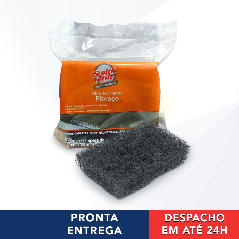 Fibra Verde Para Limpeza Pesada 3M Scotch Brite Bucha De Uso Geral Fibraço Com 5 Unidades