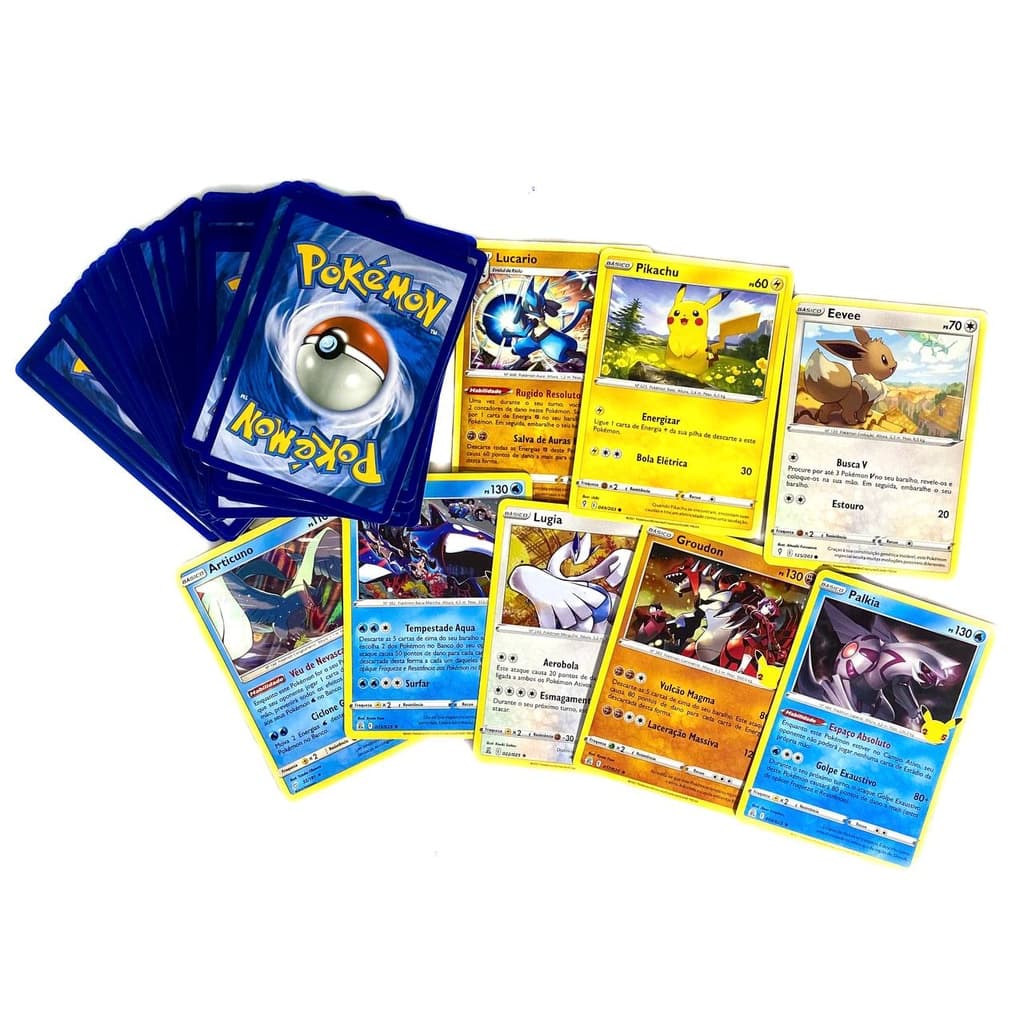 Cartas Pokémon Lote de 50 e 100 + Foil Brilhante Garantida surpresa - Produto Original Copag