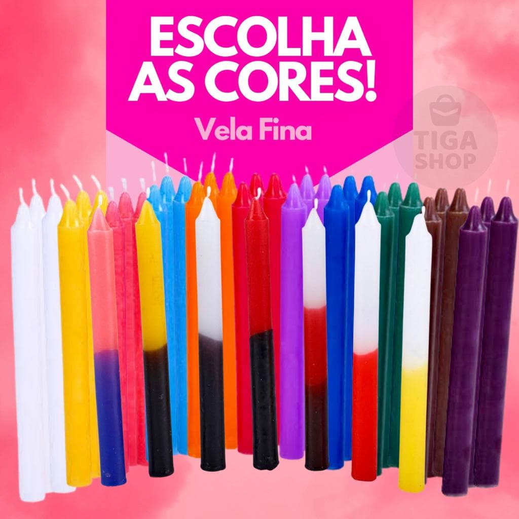 Kit 10 Velas Colorida e Bicolores 16 x 1,2 cm Monte seu Kit