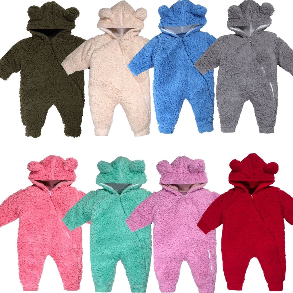 Macacão Bebe Inverno Pelúcia Pele De Carneiro Menino Menina