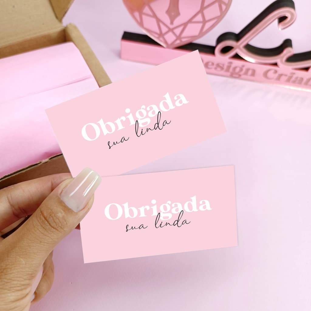 50/100uni Cartão 5x9cm com frase de agradecimento ao cliente - Cartão Motivacional