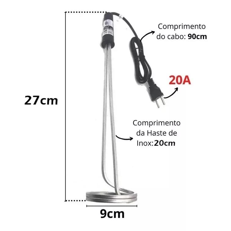 Ebulidor Eletrico Rabo Quente 1000 W 127v  Ferve Água Rápido MERGULHAO