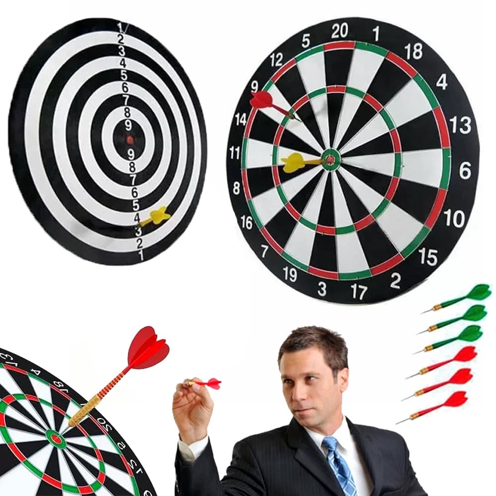 Jogo De Dardos Profissional 2 em 1 Kit Alvo Com 6 Dardos