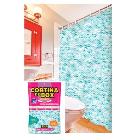 Cortina para Box PE Estampada 1,35 x 1,78m Para Banheiro Prática Decorativa e Proteção contra Água