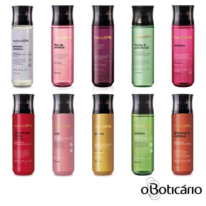 Body Splash Colônia Nativa SPA 200ml (o Boticário): Cereja Rouge, Jasmim Sambac, Ameixa Negra, Orquídea Noire e mais