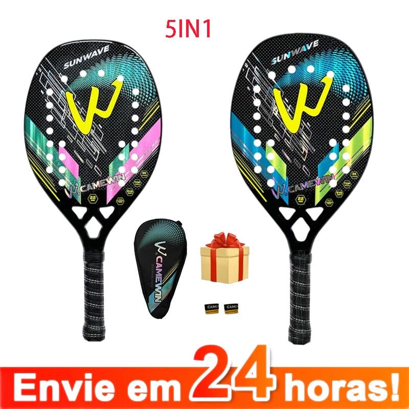 3K Camewin Beach Tennis Racket Superfície Áspera De Fibra De Carbono Completa Com Bolsa De Cobertura Enviar Overglue Pre