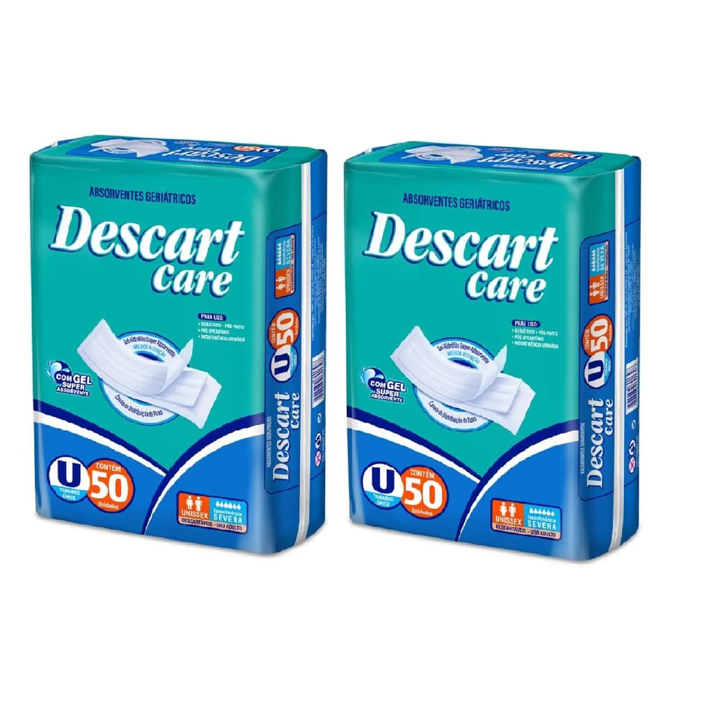 Absorvente Geriátrico Kit com 2 Pacotes Descart Care Tamanho Único - 100 Unidades