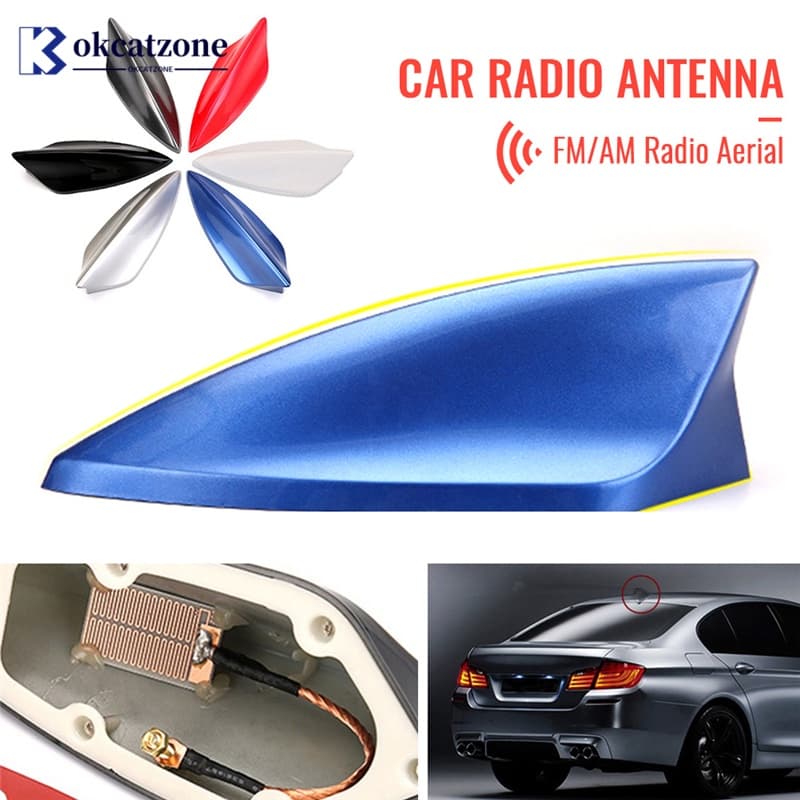 OKCATZONE Universal Car Shark Fin Antena De Sinalização De Tejadilho Automático FM/AM Substituição Aérea De Rádio