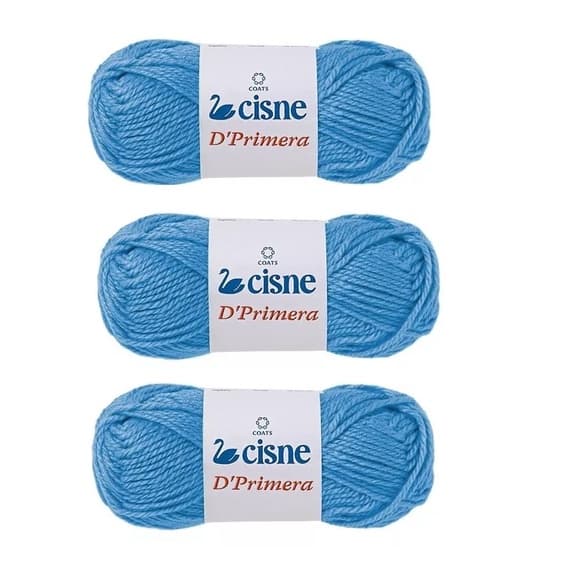 Fio de Lã Azul Claro trabalho artesanal com 3 unidades