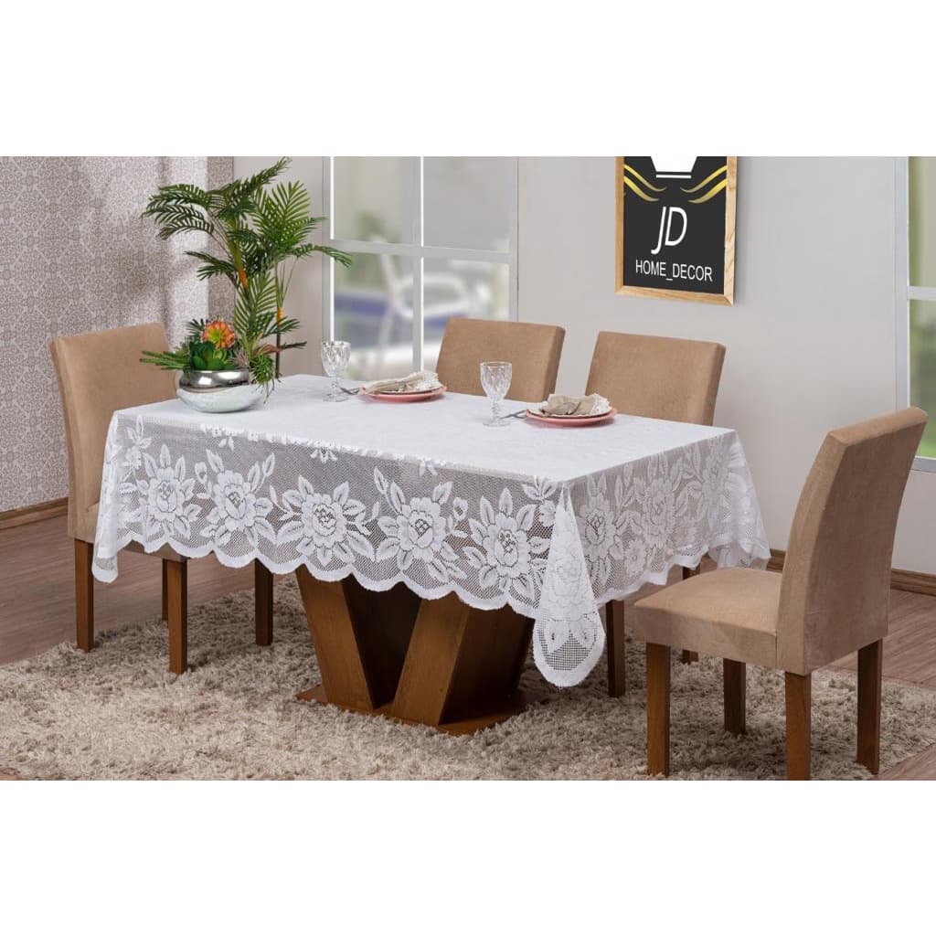 Toalha De Mesa 2.30 X 1.50 Rendada Para Mesa  de 6 Cadeiras
