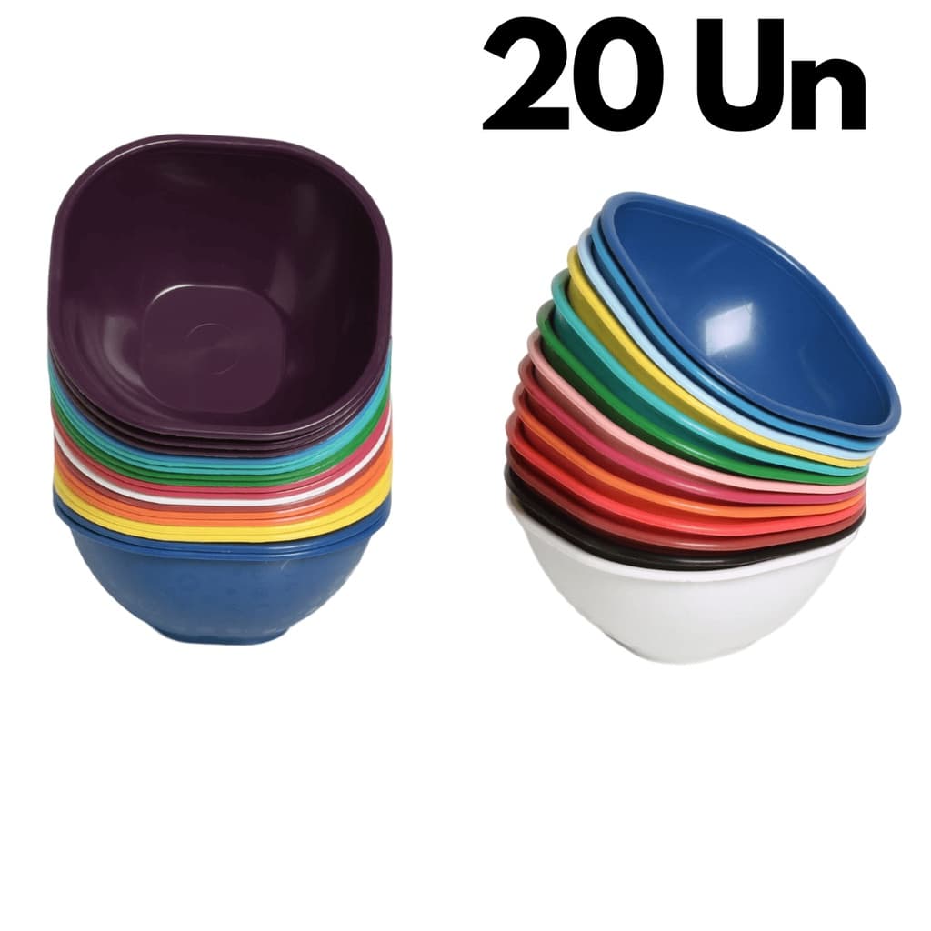 Mix 20 Peças Potes Tigelas Coloridas Sobremesa Sorvete Açai 300ml