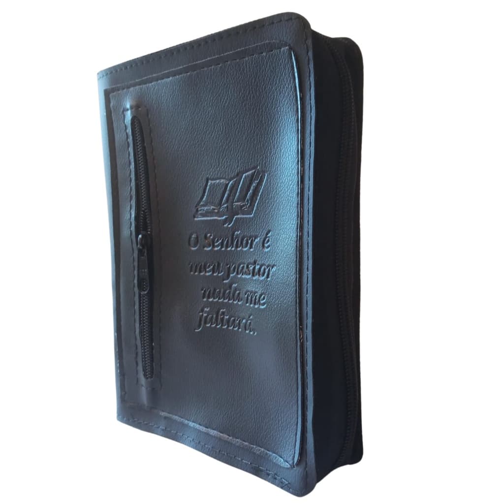 Capa Pequena para Bíblia com Ziper e Bolso Externo | Preta