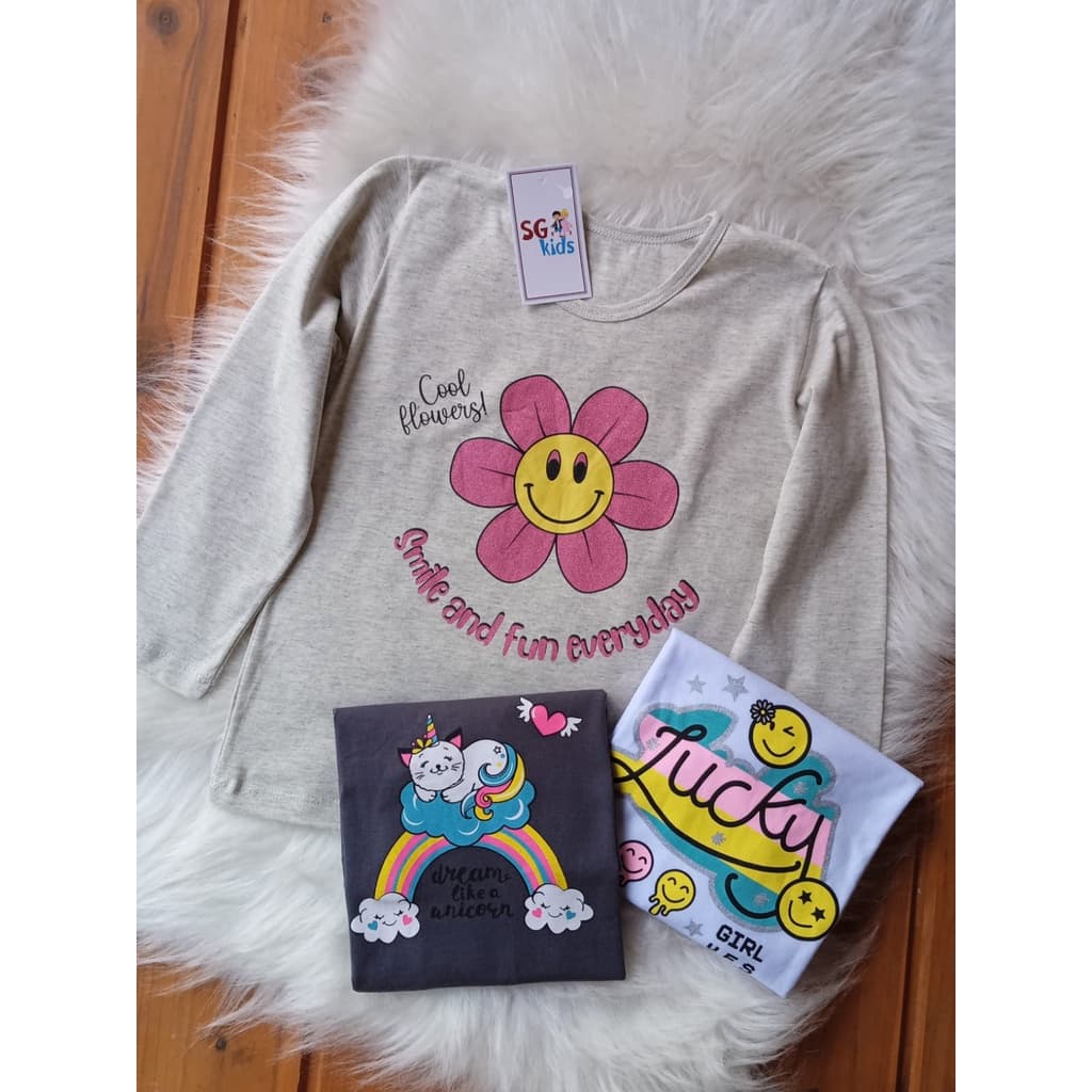 kit Sortido 2 Blusa Infantil Feminina Manga Longa