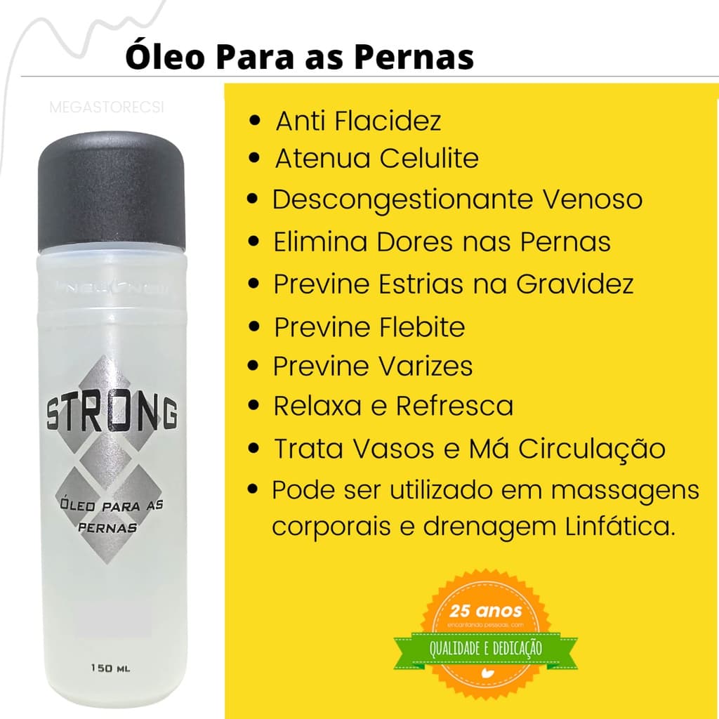 Óleo Strong New Connect Original 150ml - Dores e Cansaço na Perna Previne EStrias Ativa a Circulação