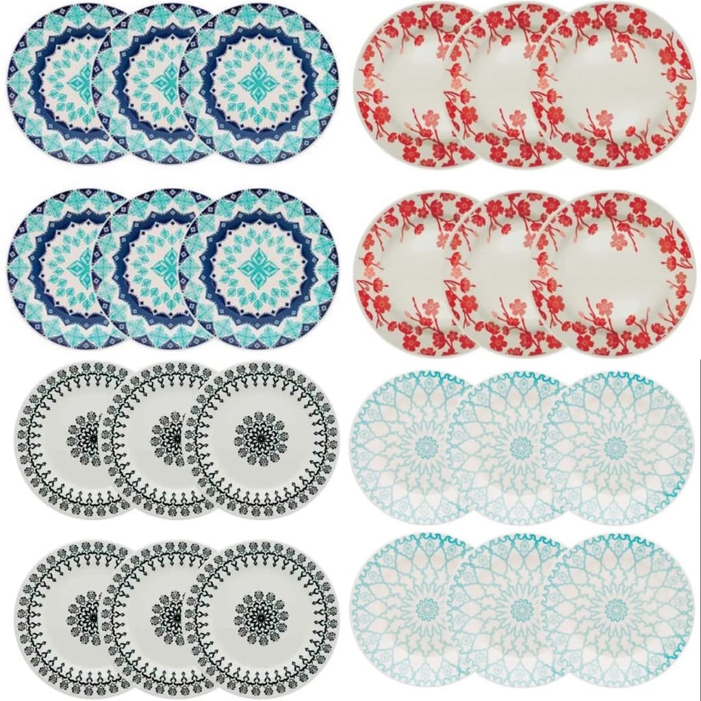 Jogo de prato raso jantar cerâmica 12 ou 6 unidades Biona 24cm. TD