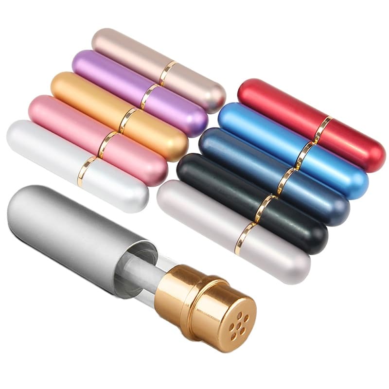 Inalador Nasal  Aluminio e Vidro para Aromaterapia Óleo Essencial Difusor