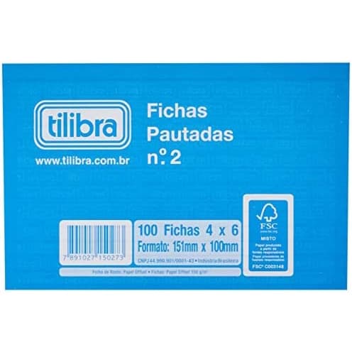 Ficha Pautada Número 2 - 4x6 100 Folhas - Tilibra
