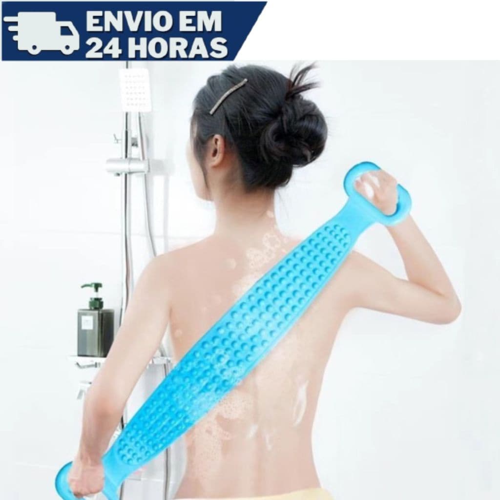 Esponja Silicone Massageadora Escova Banho Lava Corpo Todo Bucha Esfoliação Costas