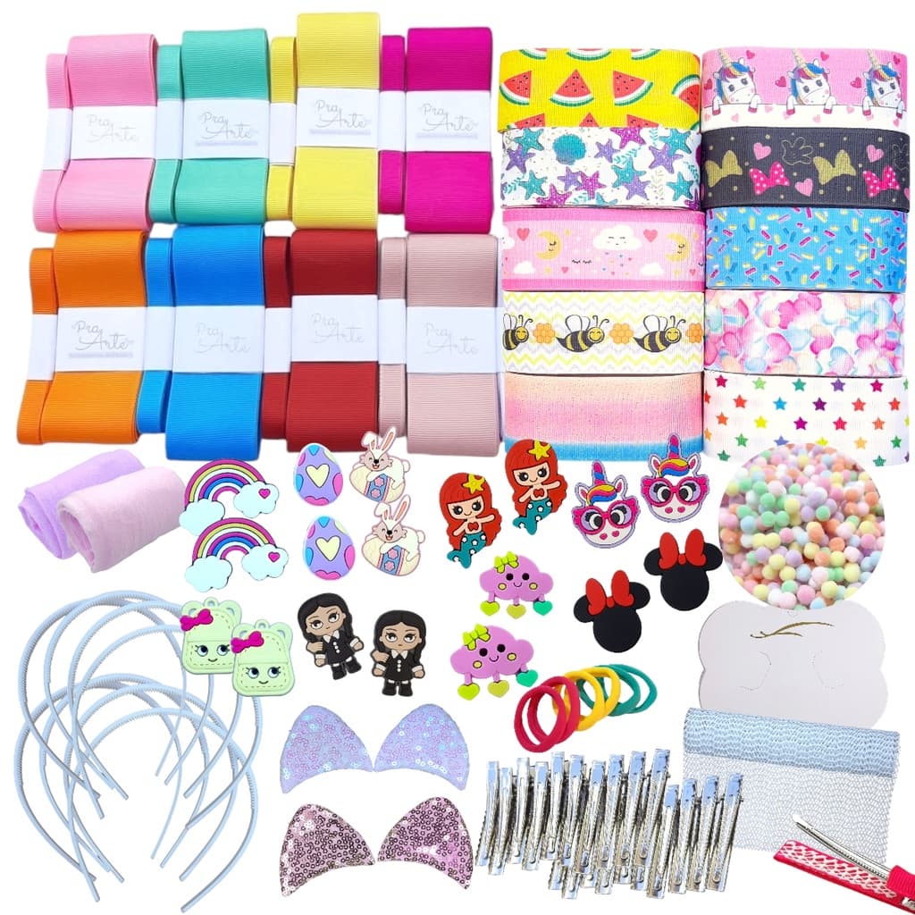 Kit Laceira Iniciante Material para Laços de Fita Gorgorão 30 metros