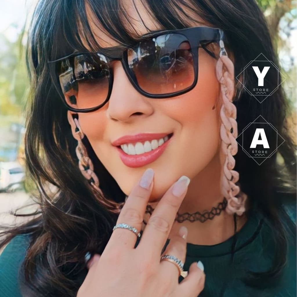 Corrente de óculos blogueira extra grande de acrílico