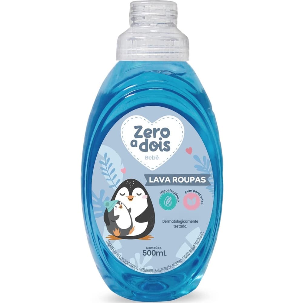 Sabão Líquido Antialérgico Lava Roupas de Bebês Hipoalergênico Zero a Dois 500ml