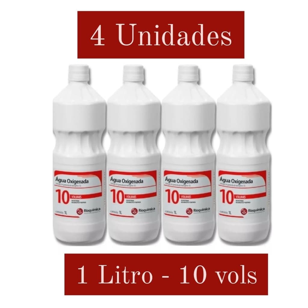 Kit Com 4 Águas Oxigenadas De 1 Litro Cada (10 Volumes)
